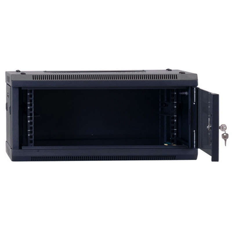 LDR Assembled 4U Hinged Wall Mount Cabinet 600mm x 550mm Glass Door - Black (WB-DS65040NB)
