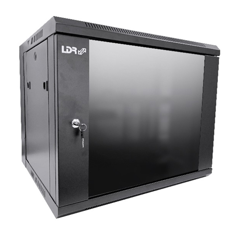 LDR Assembled 9U Wall Mount Cabinet 600mm x 450mm Glass Door (WB-SS64090NB)