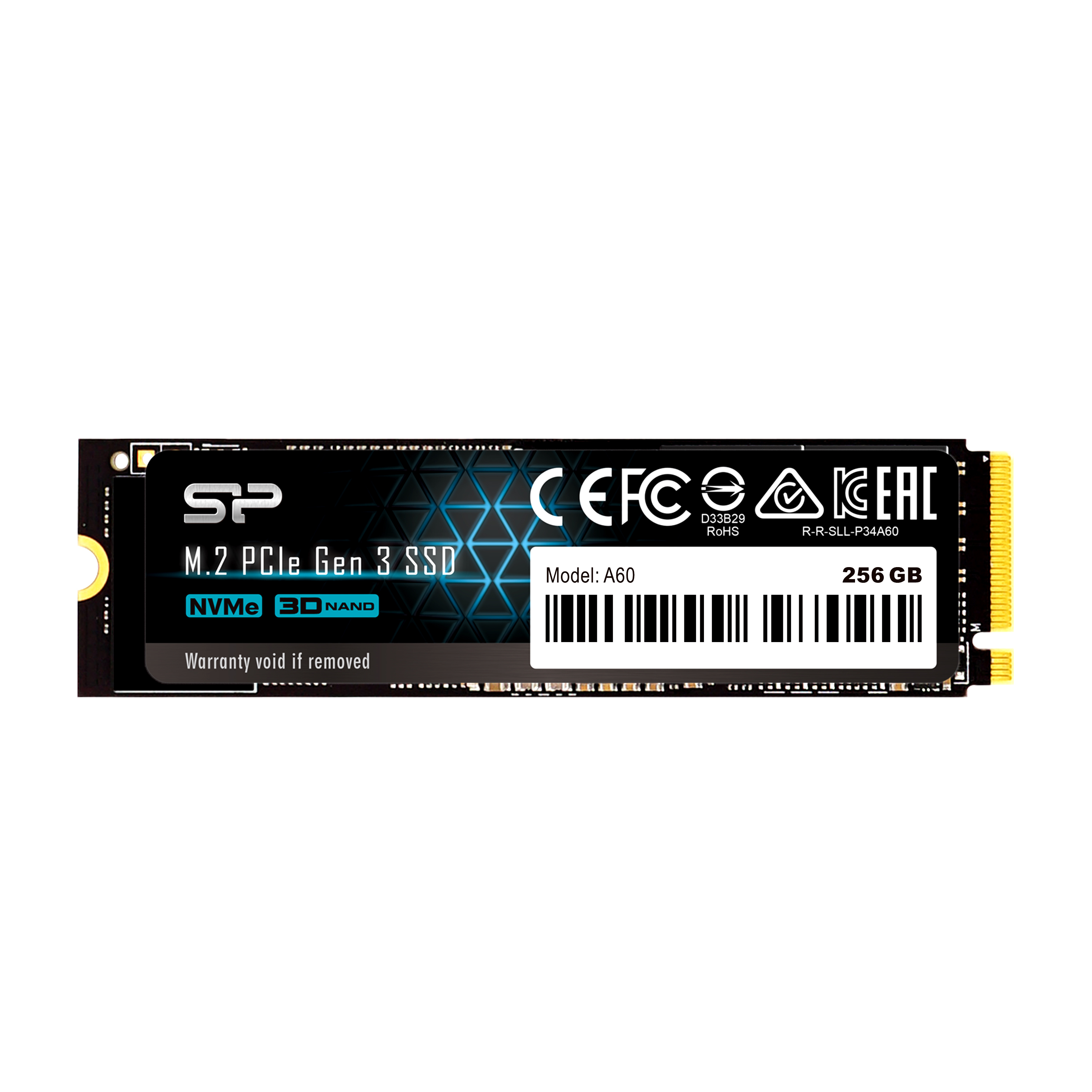 Silicon Power 256GB P34A60 Gen3x4 TLC R/W up to 2,200/1,600 MB/s PCIe M.2 NVMe SSD - SZ256GBP34A60M28AU