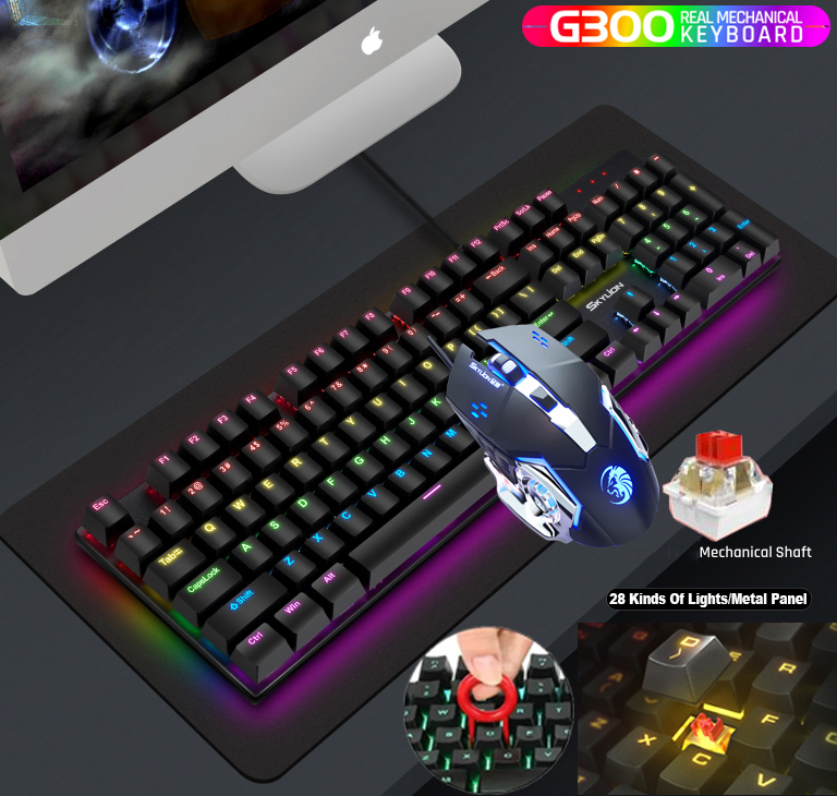 Gaming Keyboard and Mouse Set 104 Keys Hot Swappable Real Mechanical ...