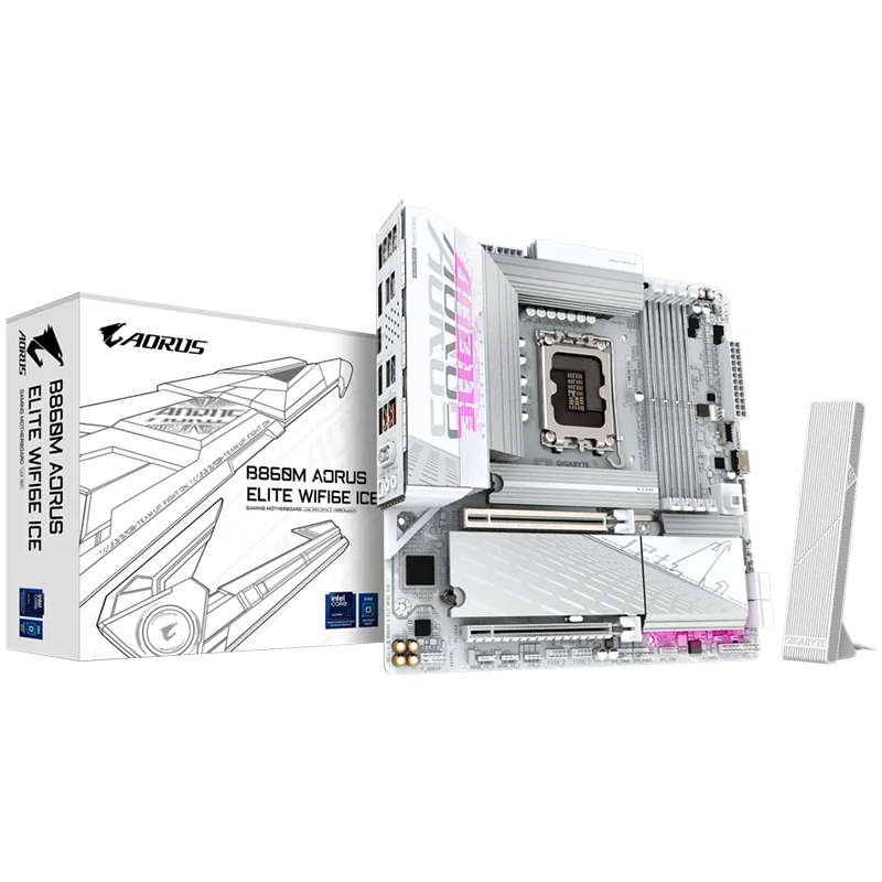 Gigabyte B860M Aorus Elite WiFi6E Ice LGA 1851 micro-ATX Motherboard (B860M A ELT WF6E ICE)
