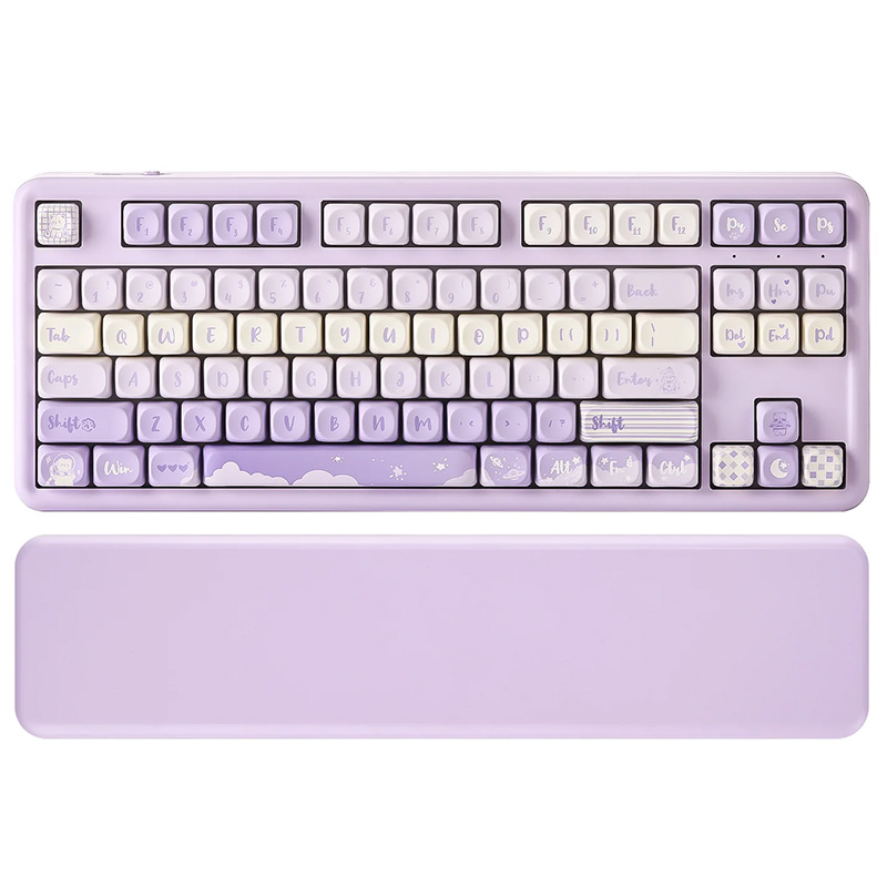 YUNZII B87 QMK/VIA Hot-Swap Mechanical Keyboard with Wrist Rest Purple - Cocoa Cream V2 Switch (KBYZB87PPLCC)