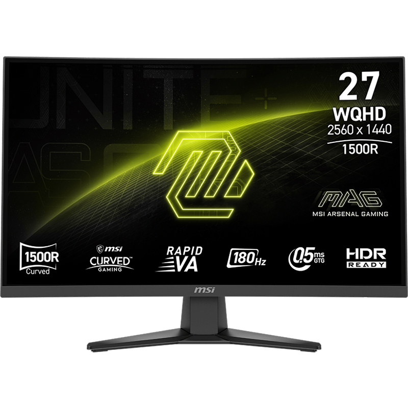 MSI MAG 27in WQHD Rapid VA 180Hz Adaptive-Sync Curved Gaming Monitor (MAG 275CQF E18)