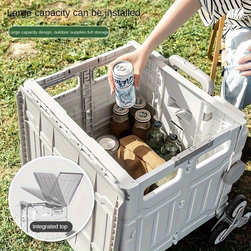 Foldable multi-functional cart with a lid, portable rolling cart with 8 wheels for mobile storage office, foldable aluminum window frame handle, green