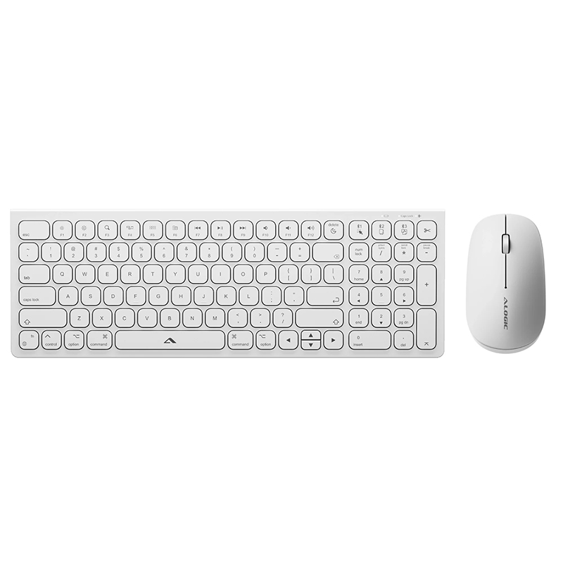 Alogic Echelon Compact USB-C Rechargeable Wireless Mouse and Keyboard Combo for Mac - White (ASKBT2MCWH)