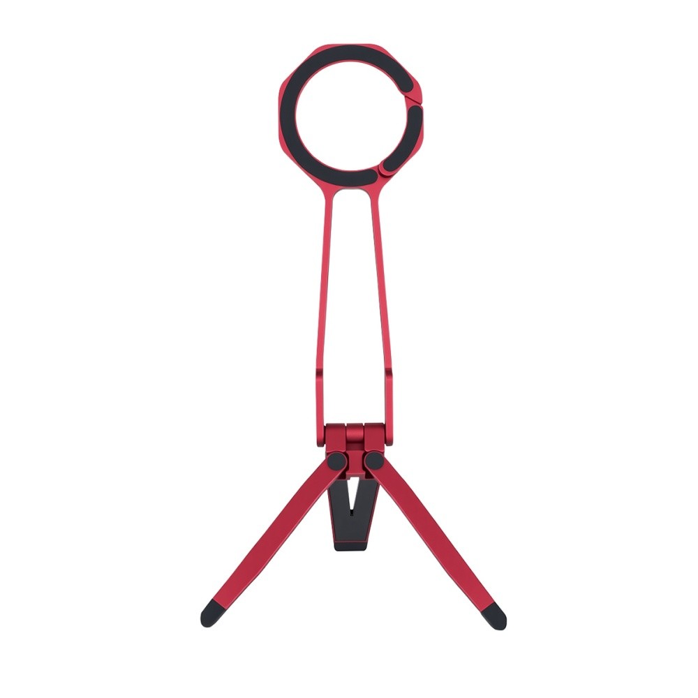 iCreate Portable Triangle Metal Stand with Spring Buckle Suit for MagSafe Smartphones Live Broadcast - Red