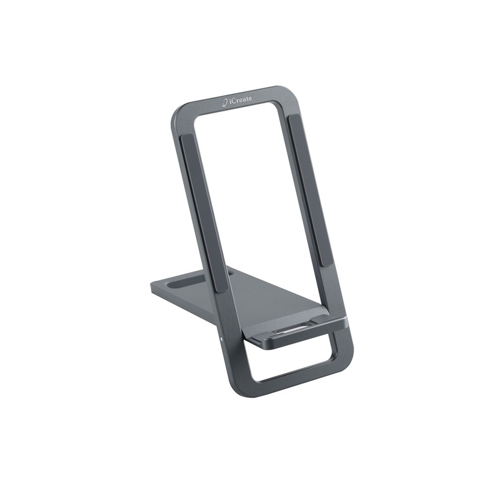 iCreate Phone Holder Portable Card-type Foldable Metal Stand - Grey