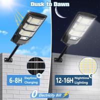 Solar Street Lights Outdoor Waterproof 6500K Solar Lights Outdoor Dusk to Dawn LED Solar Flood Lights Outdoor with Motion Sensor(No Remote)