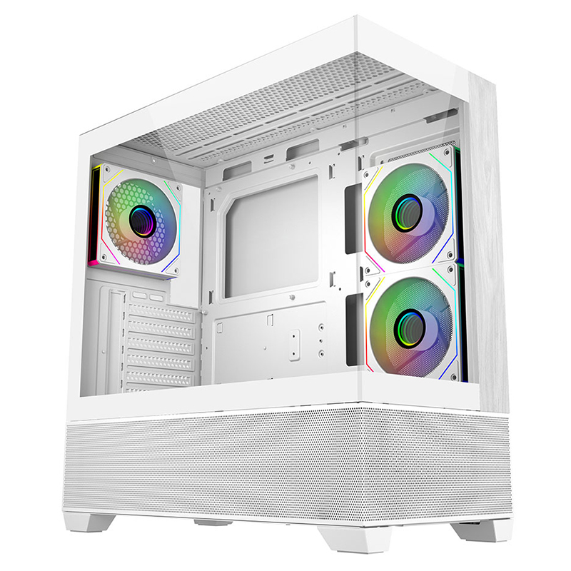 Cooler Master Elite 690 Wood ARGB ATX Case - White (E690-WHNN-S00)