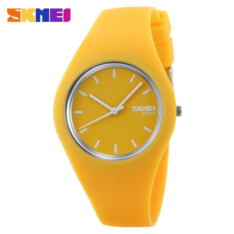 Student silicone waterproof pointer watch simple men's and women's jelly colored gift electronic watch 9068-yellow