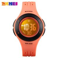 Multi functional six color LED light digital display children's watch sports waterproof exquisite student watch 1455-orange
