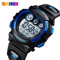 Multi functional waterproof children's watch with colorful LED luminous transparent case, personalized student electronic watch 1451-black blue