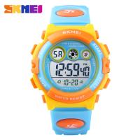 Multi functional waterproof children's watch with colorful LED luminous transparent case, personalized student electronic watch 1451-yellow blue