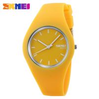 Student silicone waterproof pointer watch simple men's and women's jelly colored gift electronic watch 9068-yellow