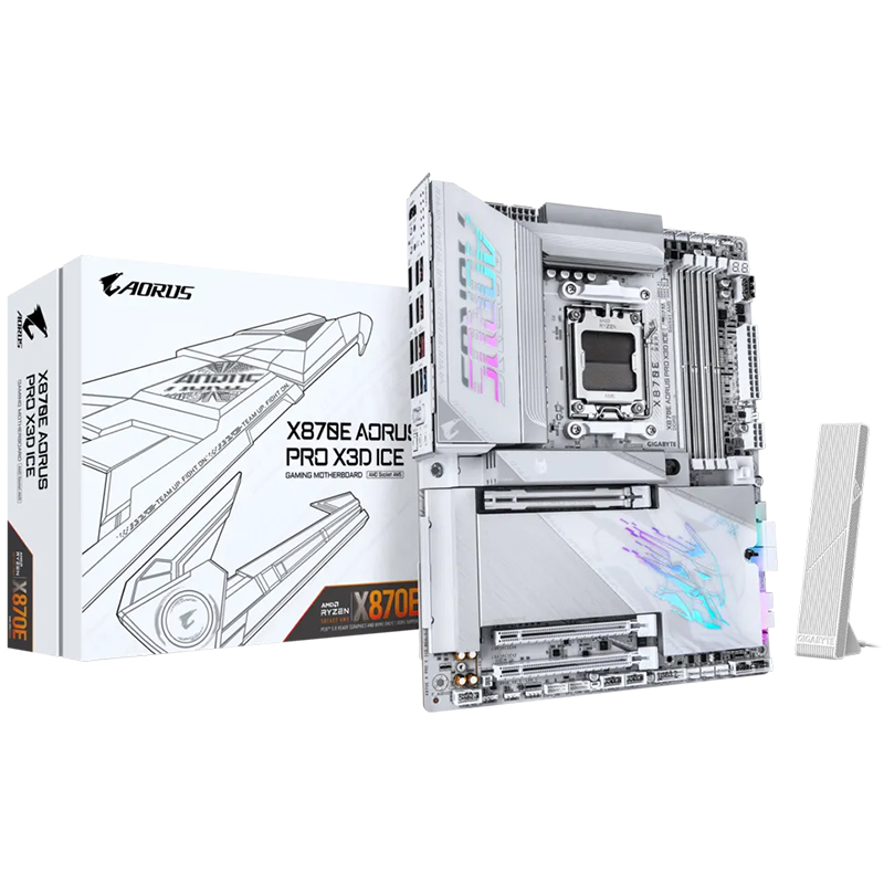 Gigabyte X870E Aorus Pro X3D Ice AM5 ATX Motherboard (X870E A PRO X ICE)