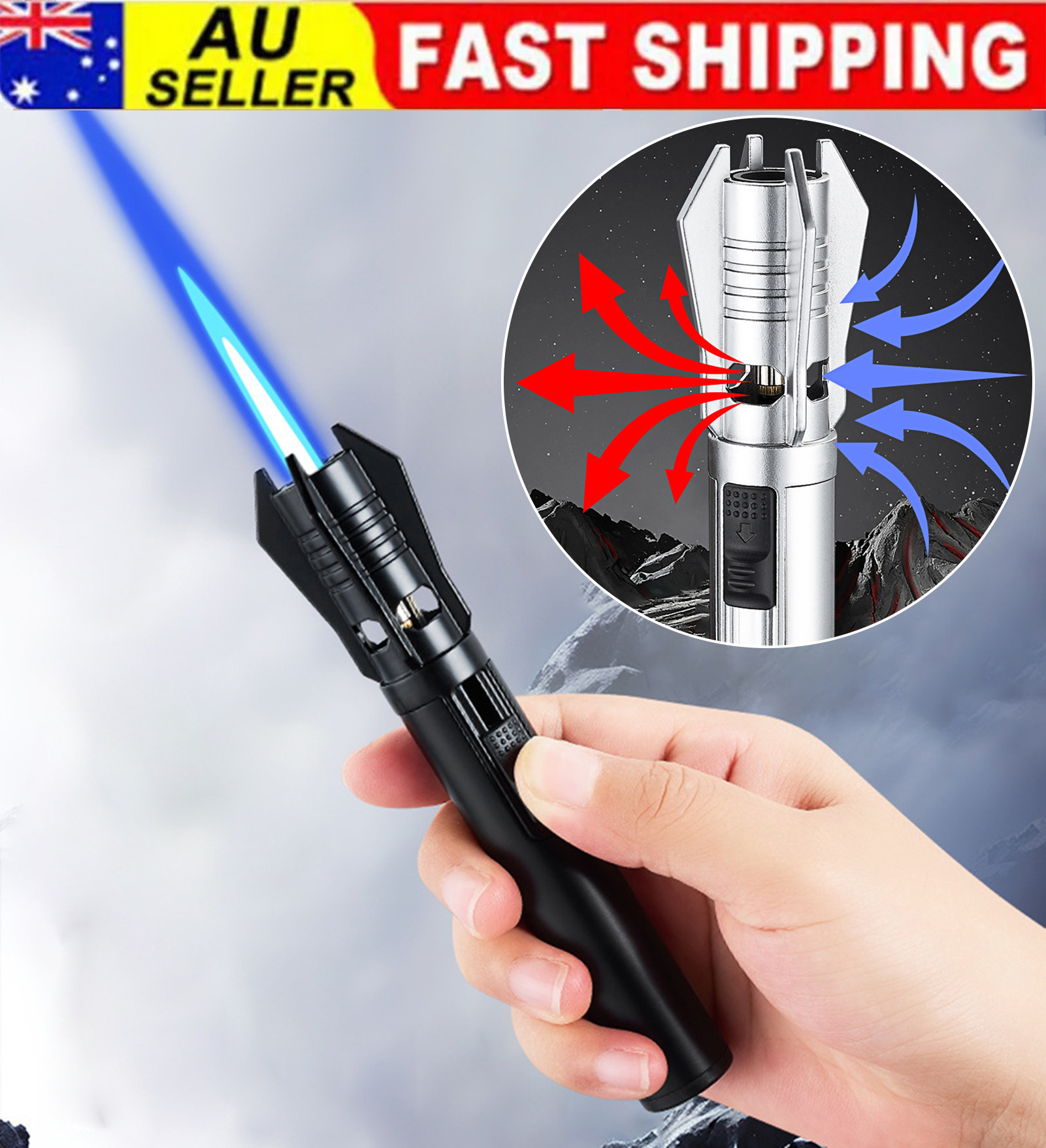 Jet Torch Lighter Butane Torch Refillable Windproof  Adjustable
