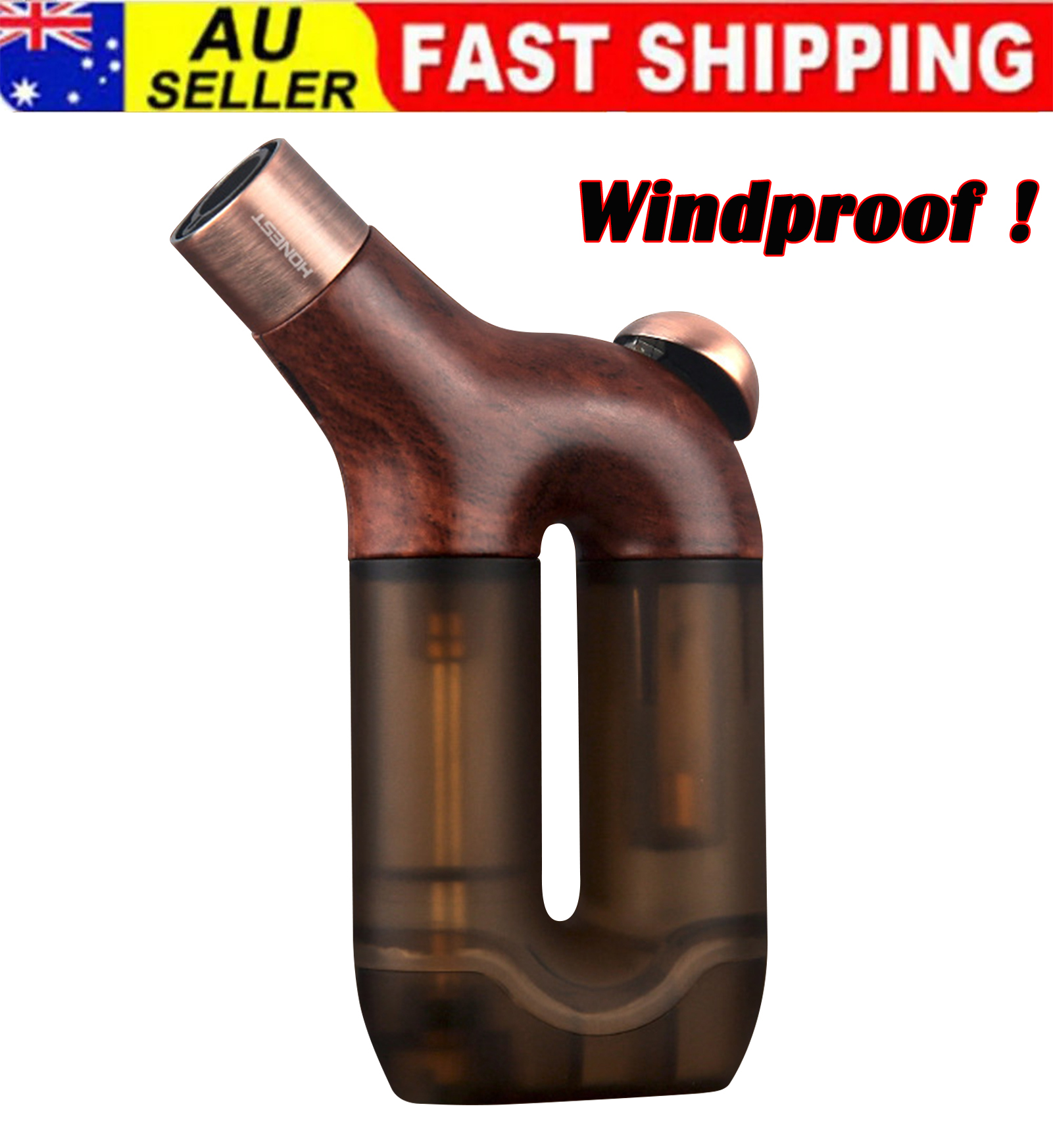 Windproof Portable 1 Jet Flame Torch Cigar Lighter Fuel Refillable No Gas Brown