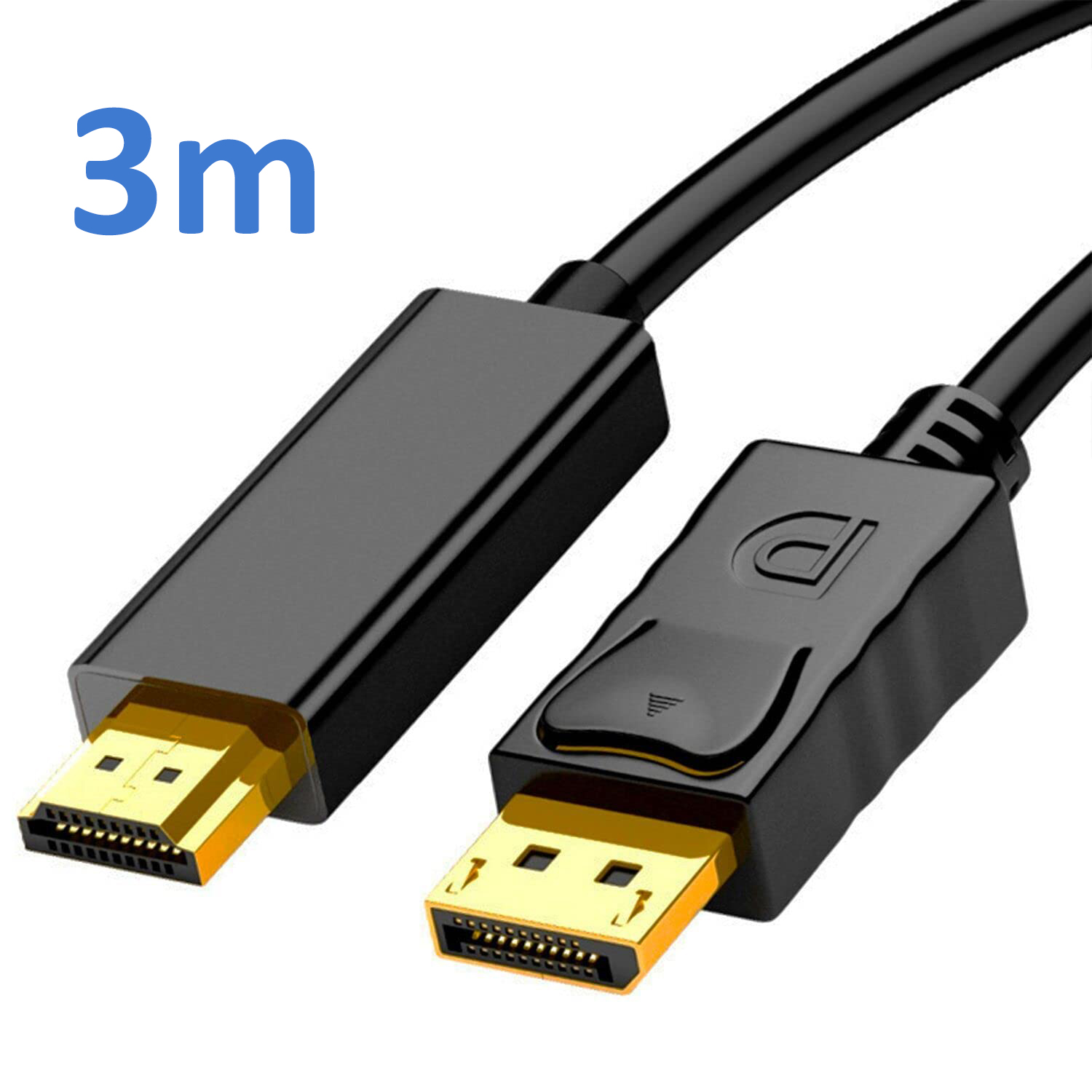 4K DisplayPort to HDMI Cable 3m, High Speed DP to HDMI Cord (1440P@60Hz, 1080P@120Hz) for Laptop, Desktop, Monitor, TV, Projector