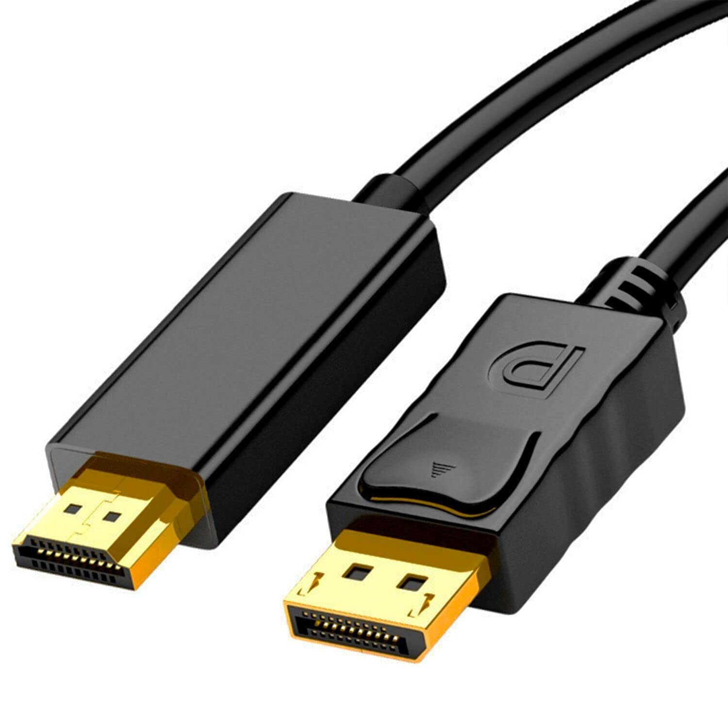 4K DisplayPort to HDMI Cable 1.8m, High-Speed DP to HDMI Adapter (1440P@60Hz, 1080P@120Hz) for Laptop, PC, NUC, Monitor, TV