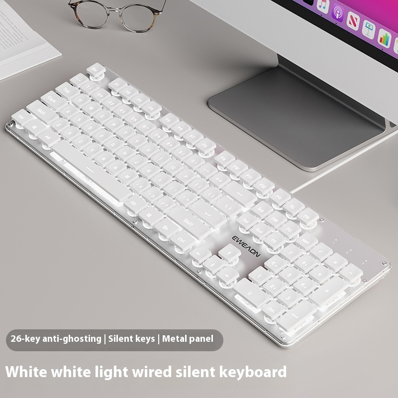 EWEADN GX710 Wireless Gaming Keyboard, 104 Keys Full-size Silent Keyboard with LED Backlit, Rechargeable Lithium Battery, Portable Office Keyboard Sli