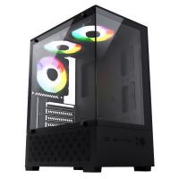 Equites T8 Panoramic View mATX Case with 600W Power Supply - Black (Case-T8-600)