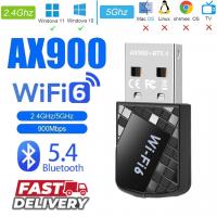 AX900Mbps USB WiFi 6 Adapter,2-in-1 Bluetooth 5.4 WiFi Adapter.2.4G/5G Dual-Band Wireless Network Transceiver Adapter for Laptop,Desktop,WPA3