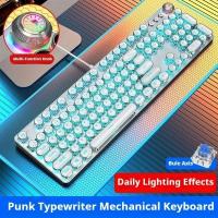 Gaming-Keyboards-EWEADN-TK100-Punk-Typewriter-Mechanical-Keyboard-Retro-Metal-Panel-Multimedia-Knob-Blue-Backlight-Blue-Switches-5