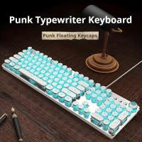 Gaming-Keyboards-EWEADN-TK100-Punk-Typewriter-Mechanical-Keyboard-Retro-Metal-Panel-Multimedia-Knob-Blue-Backlight-Blue-Switches-6
