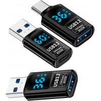 Type-C Smart LED Display USB-C to USB3.2 Type-A Adapter 10Gbps Data Current Voltage Fast Charging Monitoring Display Tester