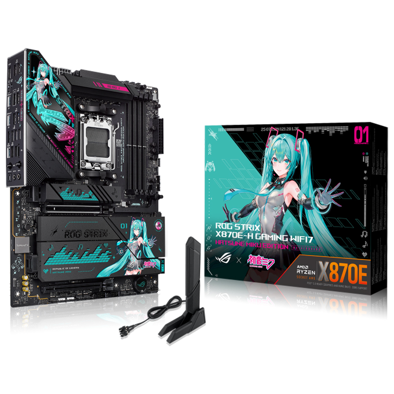 Asus ROG Strix X870E-H Gaming WIFI7 Hatsune Miku Edition AM5 ATX Motherboard (ROG STRIX X870E-H GAMING WIFI7 HATSUNE MIKU EDITION)
