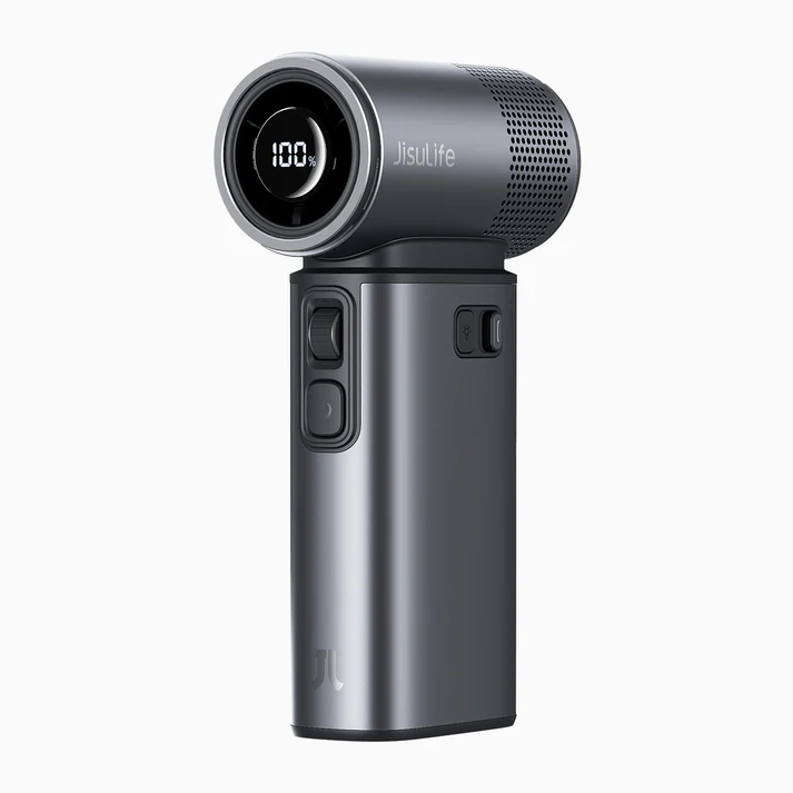 JISULIFE Ultra2 Handheld Fan 5 IN 1,9000mAh Max 25 Hrs Rechargeable, 100 Speed, 18W Power Bank with Flash light,Ultra Motor,Metal Shell-Grey