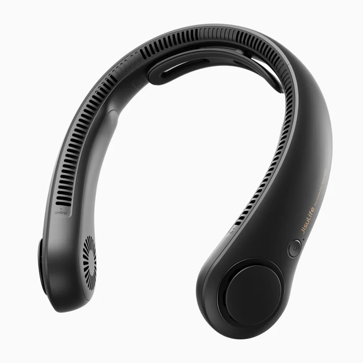 JISULIFE Portable Neck Fan,5000 mAh Rechargeable Battery Neckbrace, Hands Free Design, 5 Speed Gears Adjustment-Black
