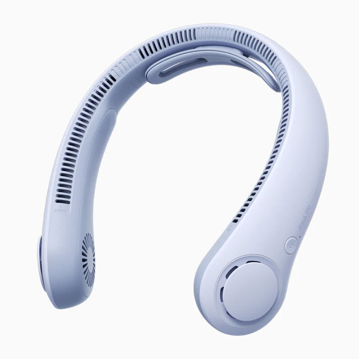 JISULIFE Portable Neck Fan,5000 mAh Rechargeable Battery Neckbrace, Hands Free Design, 5 Speed Gears Adjustment-Blue