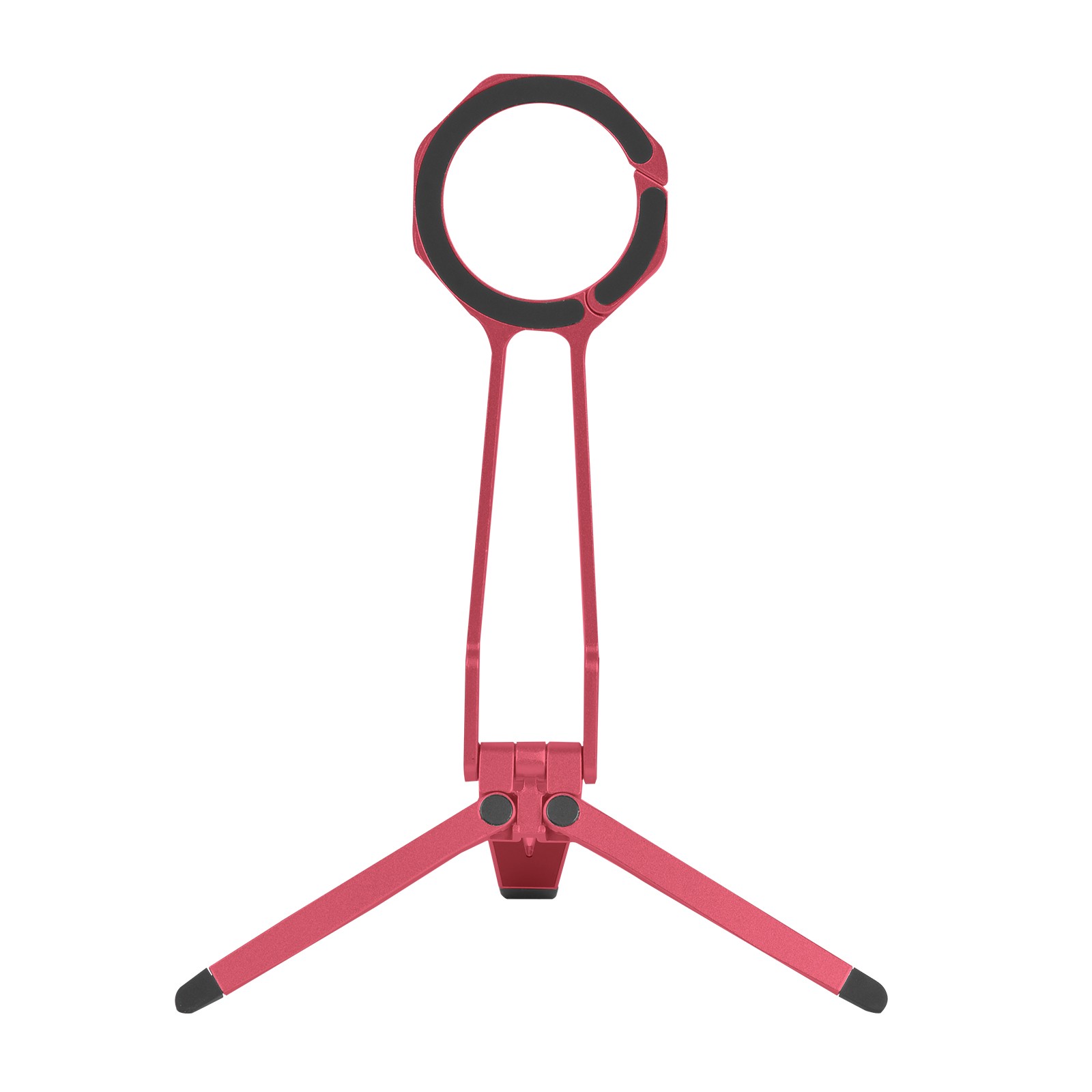 Foldable Metal Magnetic Tripod Stand with Spring Clip for Live Streaming - Red