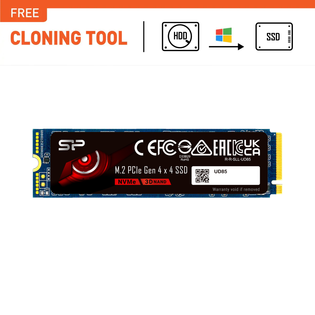 Silicon Power UD85 2TB R/W up to 3,600/2,800 MB/s PCIe NVMe Gen 4x4 M.2 SSD - SP02KGBP44UD8505