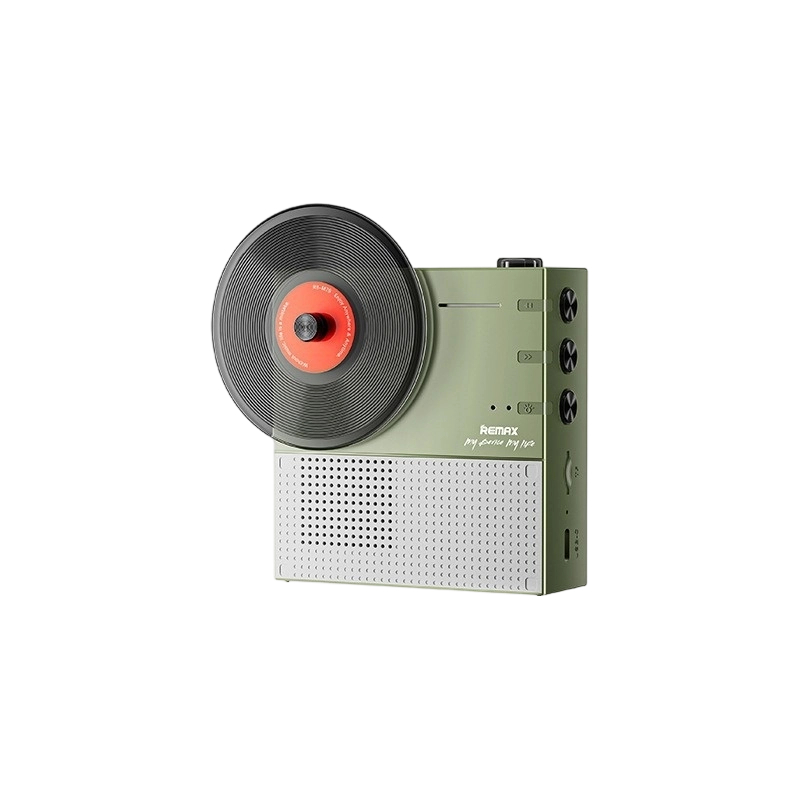 REMAX RB-M79 Green Retro Record Portable Speaker, 360° Surround Stereo Sound, 100H Long Standby, Bluetooth/TF Dual Modes
