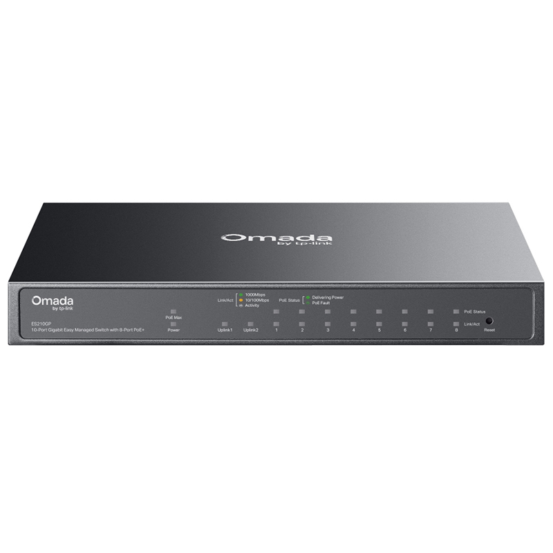 TP-Link Omada 10-Port Gigabit Easy Managed Switch with 8-Port PoE+ (ES210GP)