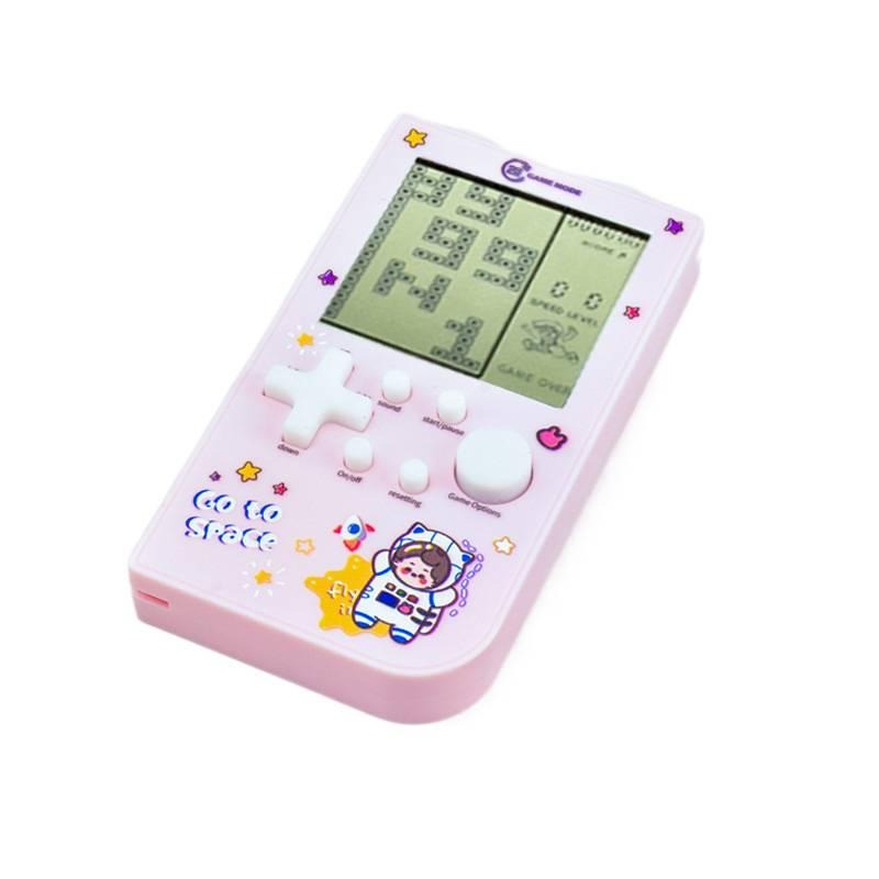 Tetris game console toy, children's nostalgic retro handheld game console - Vertical 3-inch screen pink