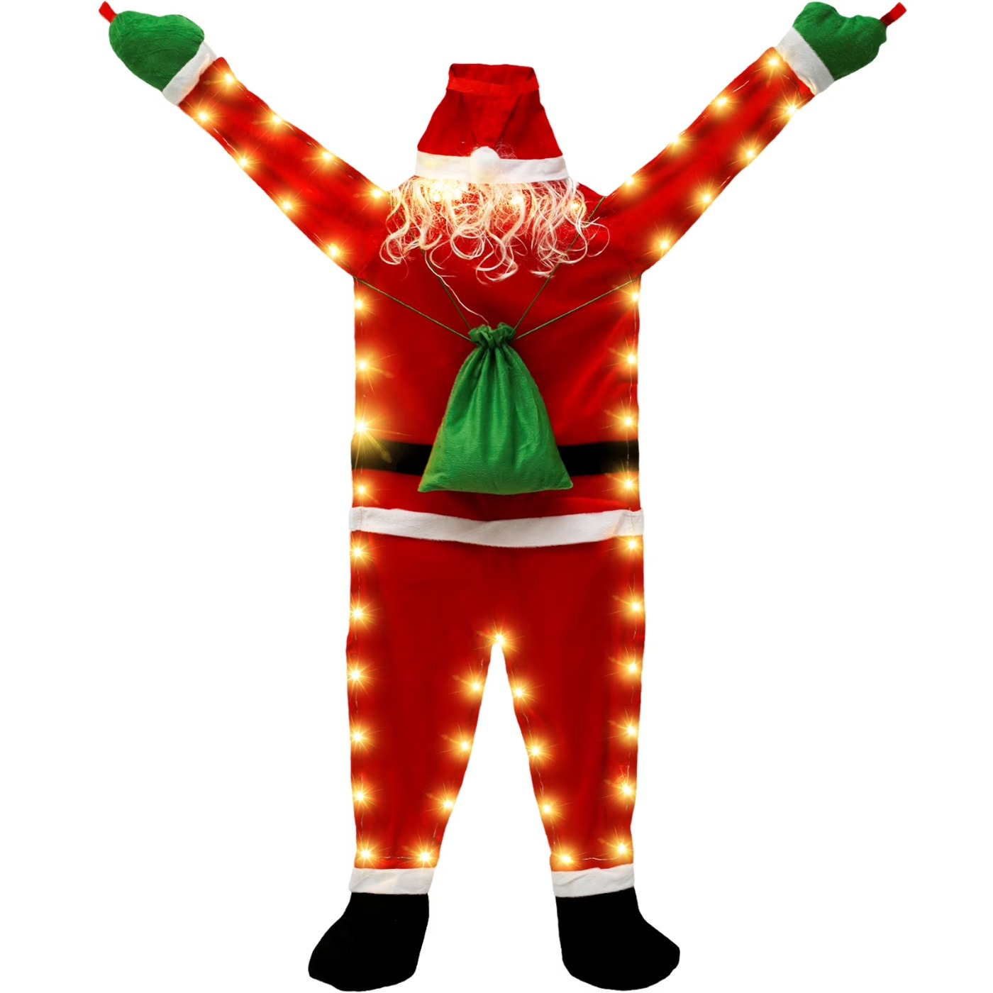 Santa Claus Climbing Hanging Decoration Christmas Outdoor Yard Window Ornament with light