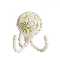 Mini Handheld Baby Stroller Fan Rechargeable Octopus Cooling Stand Fan,White