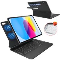 Keyboard for iPad 10 Generation 2022/11 Generation A16 2025 (10.9/11 Inch), iPad 10 Generation Detachable Wireless Bluetooth Case Pencil Holder Black