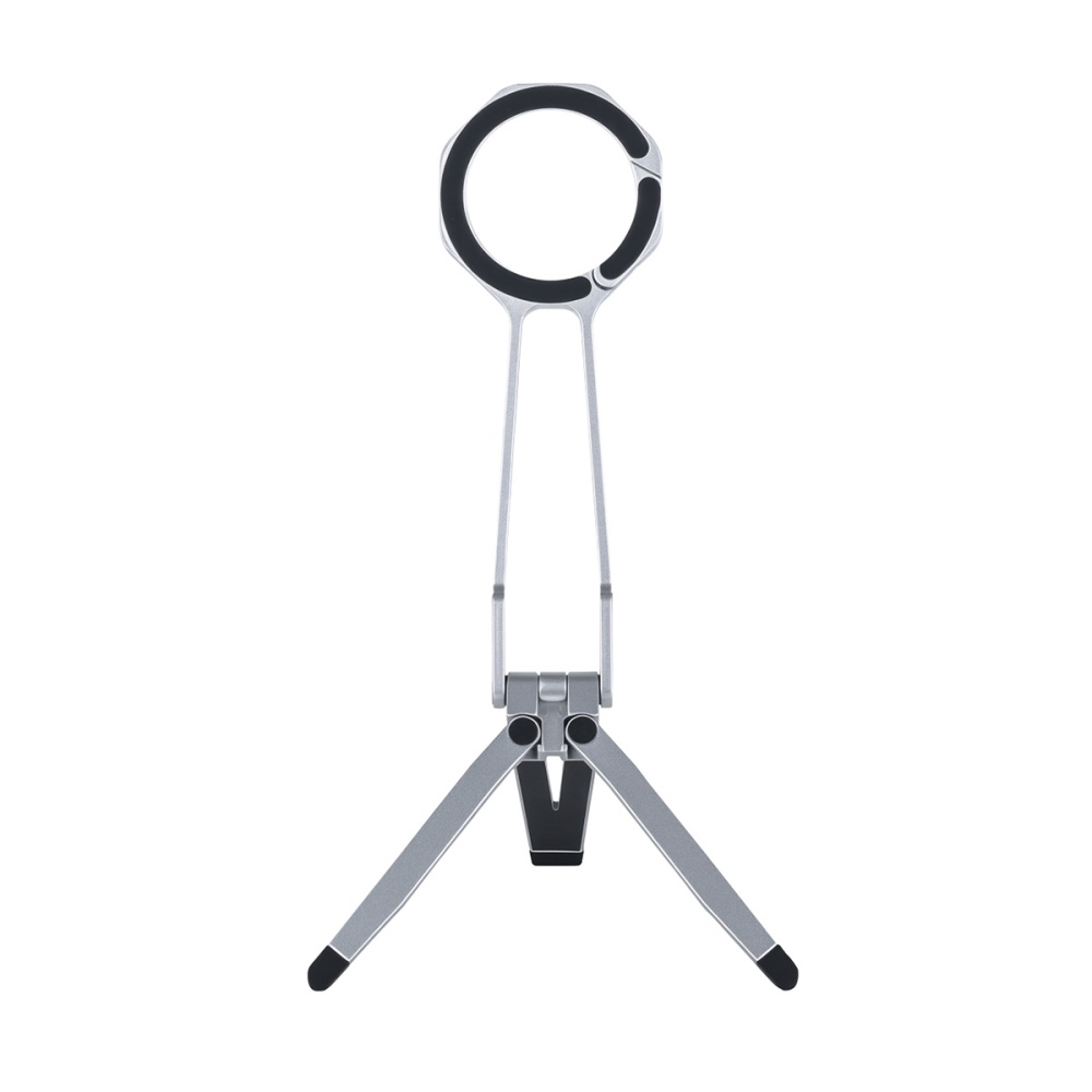 Phone Tripod Stand Aluminum Alloy Holder with Spring Buckle for MagSafe - Silver