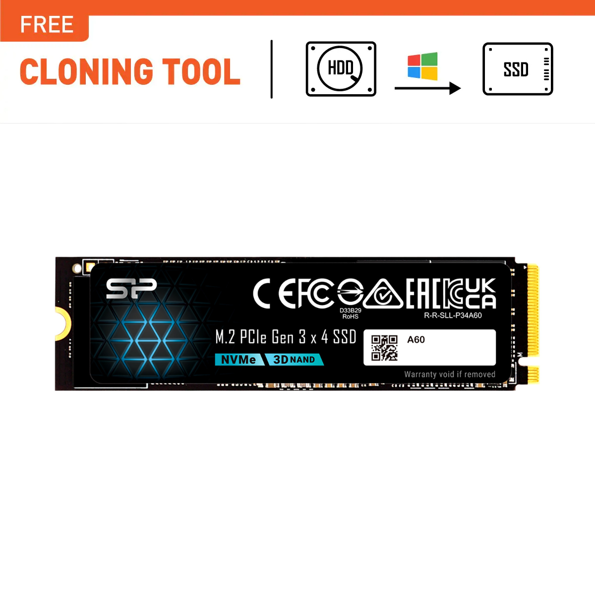 Silicon Power 128GB P34A60 Gen3x4 TLC R/W up to 2,200/1,600 MB/s PCIe M.2 NVMe SSD - SZ128GBP34A60M28AU