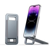 iPhone Holder Portable Card-type Foldable Metal Stand - Grey