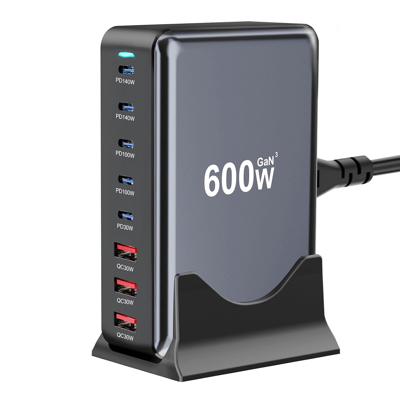 600W USB C Charger, 140W GaN Charger, 8-Ports 100W Fast Charging Station CompatibleWith MacBook Pro 16, Laptop, IPad, IPhone 16 Pro Max/15, Samsung Ga