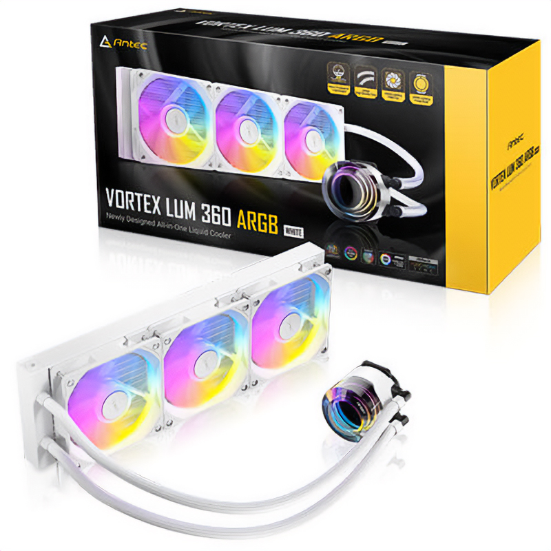 Antec Vortex Lum 360mm ARGB AIO Liquid CPU Cooler - White (Vortex Lum 360 ARGB White)