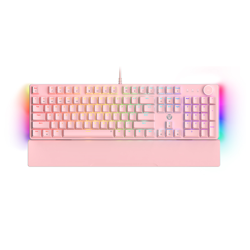 Fantech MAXPOWER II Wired Hot-Swap RGB Backlight Mechanical Keyboard with Wrist Rest Pink - Speed Grey Switch (KBFTMK894PKGY)