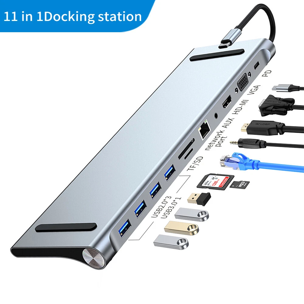 VELORICA 11 in 1 USB C Hub with Dual HDMI, 100W Ethernet - Multiport  USB C Docking Station -  Adapter Compatible with MacBook, Dell, HP, & Lenovo