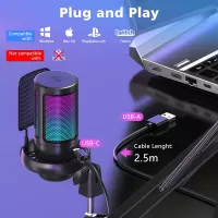 Microphones-Gaming-Microphone-USB-PC-Mic-for-Podcasts-Videos-Pop-Filter-RGB-Indicator-Shock-Mount-Rotate-gain-button-Compatible-with-PS4-5-PC-4