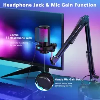 Microphones-Gaming-Microphone-USB-PC-Mic-for-Podcasts-Videos-Pop-Filter-RGB-Indicator-Shock-Mount-Rotate-gain-button-Compatible-with-PS4-5-PC-7